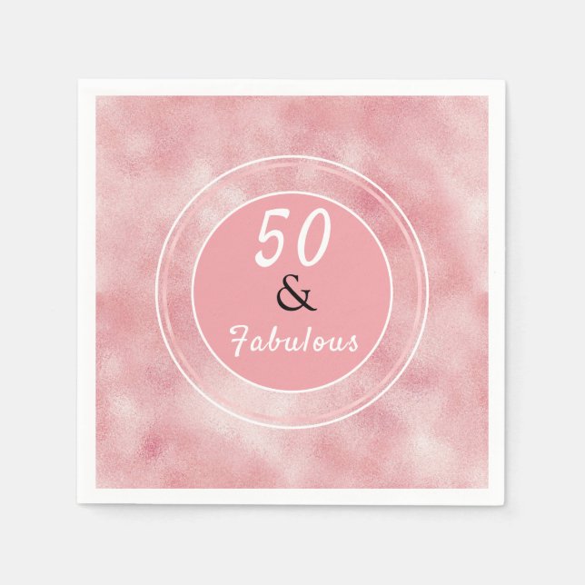 50 & Fabulous Blush Pink Elegant Typography  Napkin (Front)