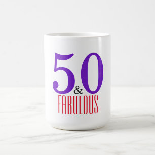 50 & Fabulous Chic Feminine Birthday Typography Coffee Mug