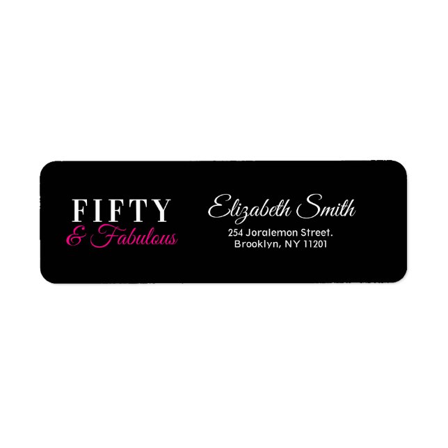 50 & Fabulous Chic Hot Pink & Black 50th Birthday (Front)