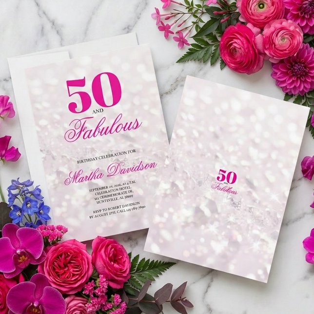50 & Fabulous Crystal Glam Celebration Invitation (50 & Fabulous Crystal Glam Celebration Invitation)