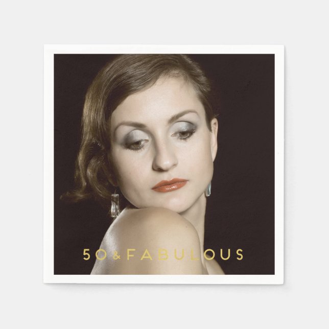 50 & Fabulous | Custom Photo Paper Napkin (Front)