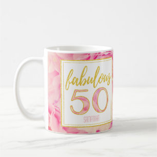 50 Fabulous Delicate Pink Gold Glitter Floral Coffee Mug