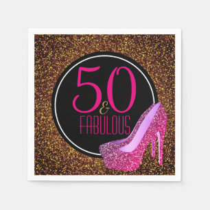 50 & Fabulous   Elegant 50th Birthday High Heels Napkin