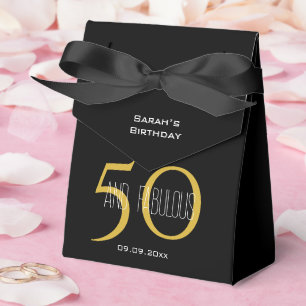 50 & Fabulous Elegant Birthday Black and Gold  Favour Box
