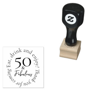 50 & Fabulous Elegant Black 50th Birthday Rubber Stamp