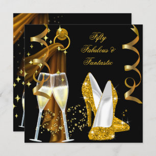 50 Fabulous & Fantastic Golden Champagne Party Invitation