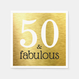 50 & Fabulous Faux Gold Foil 50th Birthday Party Napkin