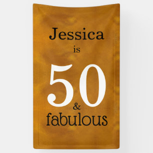 50 & Fabulous Faux Gold Simple 50th Birthday Party Banner