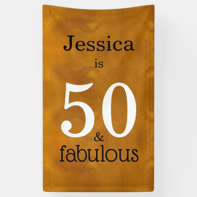 50 & Fabulous Faux Gold Simple 50th Birthday Party Banner (Vertical)