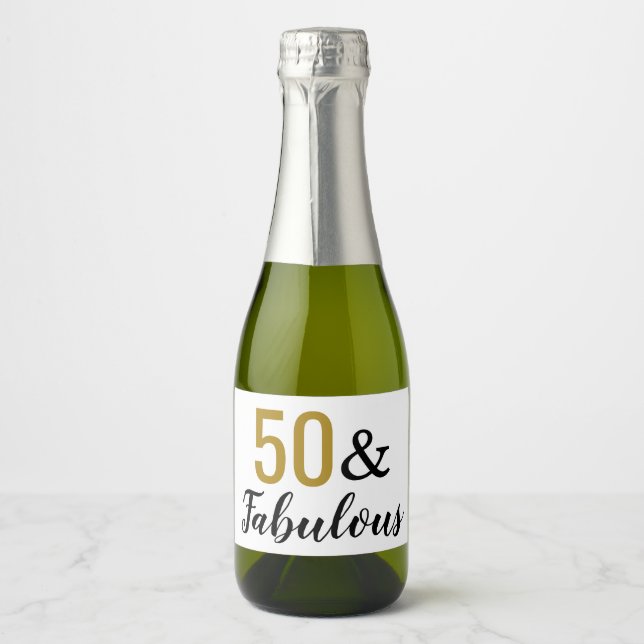 50 & Fabulous Fiftieth Birthday Party Favour Sparkling Wine Label (Front)