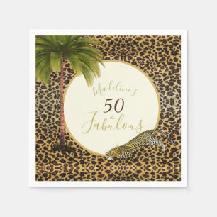 50 Fabulous Fiftieth Leopard Print Wild Birthday Napkin
