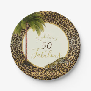 50 Fabulous Fiftieth Leopard Print Wild Birthday Paper Plate