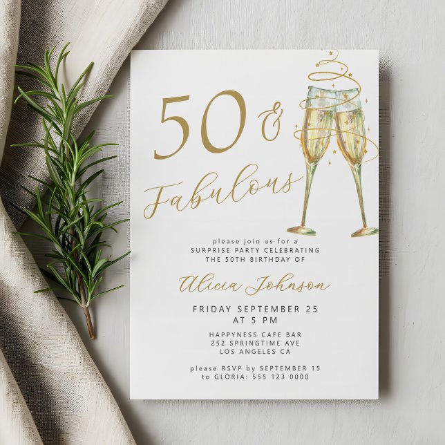 50 & Fabulous gold 50th birthday party Invitation (Creator Uploaded)
