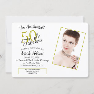 50 & Fabulous Gold 50th Birthday Party Photo Invitation