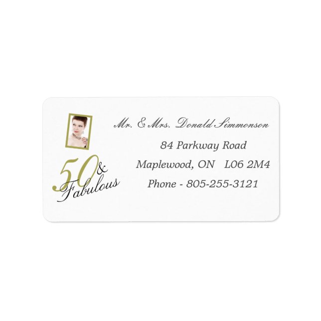 50 & Fabulous Gold Birthday Return Address Label (Front)