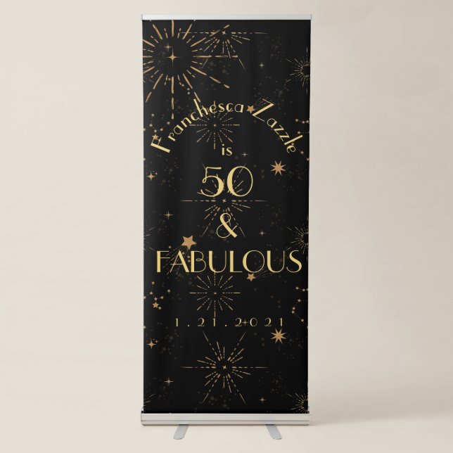 50 fabulous gold black Vertical Retractable Banner (Front)