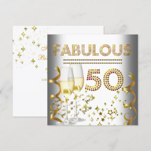 50 Fabulous Gold Champagne Invitation