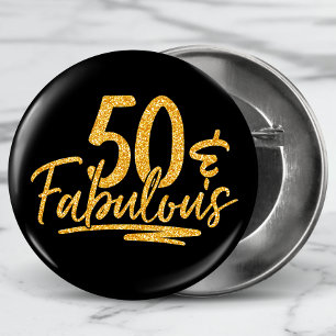50 & Fabulous Gold Glitter 50th Birthday Sparkle 3 Cm Round Badge