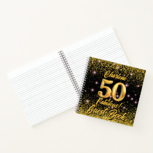50 Fabulous Gold Glitter Pink Stars 50th Birthday Notebook