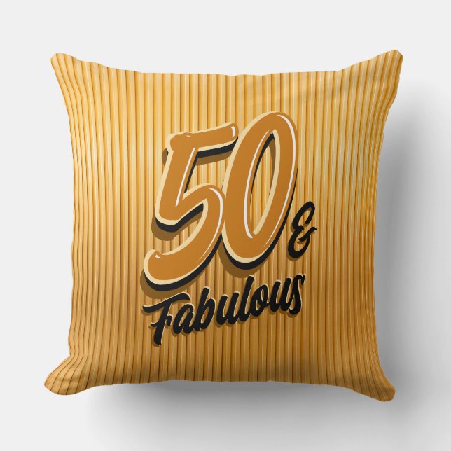 50 & Fabulous Gold Throw Pillow (Front)