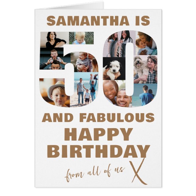 50 & Fabulous Happy Birthday Photo Collage  (Front)
