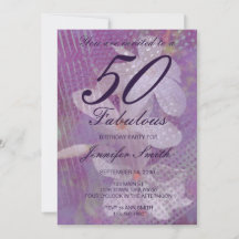 50 & Fabulous Lavender Birthday Invitation