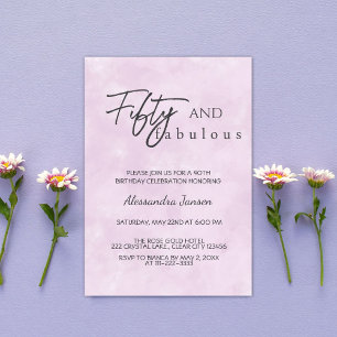 50 & Fabulous Light Purple 50th Birthday Invitation