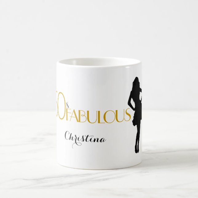 50 & FABULOUS Modern 50th Birthday with Silhouette Coffee Mug (Center)