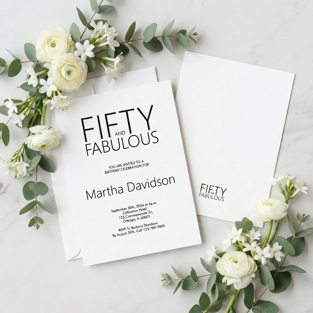 50 & Fabulous Modern Minimalist Celebration Invitation (50 & Fabulous Modern Minimalist Celebration Invitation)