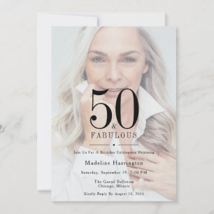 50 & Fabulous Modern Photo Birthday Invitation