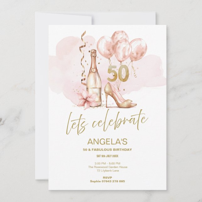 50 & Fabulous, Modern, Trendy 50th Birthday Invitation (Front)