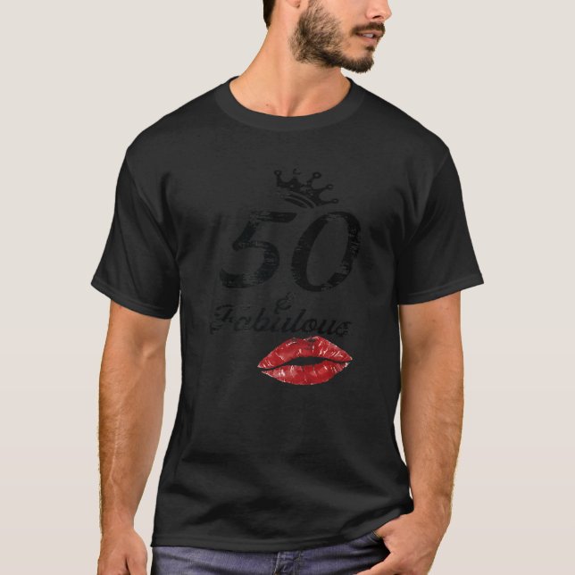 50 Fabulous Party Crew Drinking Beer  50th Years H T-Shirt (Front)