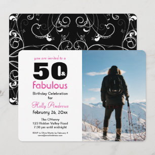 "50 & Fabulous" Party Invitation with Color Photo