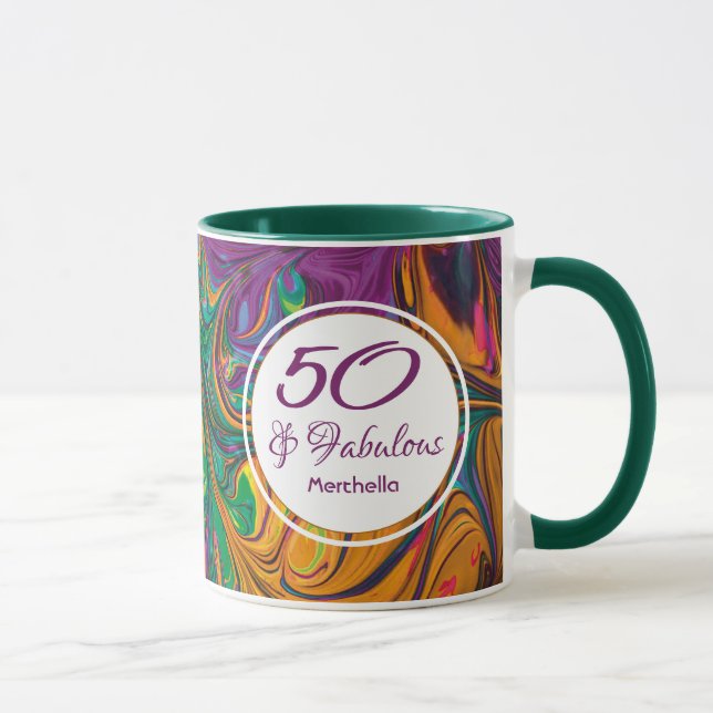 50 & Fabulous Personalised 50th Birthday Mug (Right)