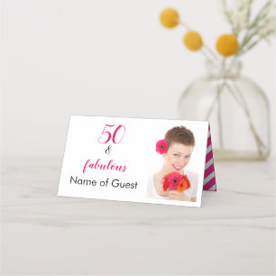 50 & Fabulous Photo Birthday Stationery Set. Place Card