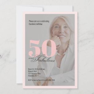 50 & Fabulous Pink 50th Birthday Invitation