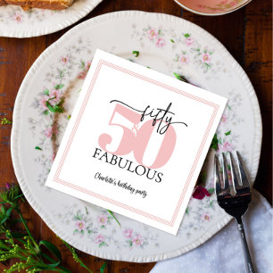 "50 & Fabulous" Pink and Black Birthday Napkin