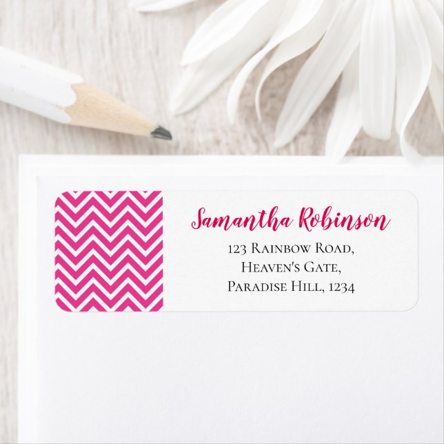50 & Fabulous Pink Chevron Return Address (Insitu)