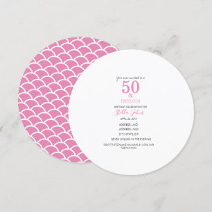 50 & Fabulous Pink Mermaid Cute Birthday Elegant Invitation