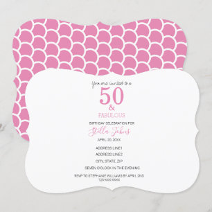 50 & Fabulous Pink Mermaid Cute Colourful Birthday Invitation