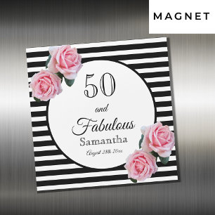 50 fabulous pink roses black white stripes