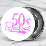 50 & Fabulous Purple Glitter 50th Birthday Sparkle<br><div class="desc">50 & Fabulous Purple Glitter 50th Birthday Sparkle Buttons features the modern text design "50 & Fabulous" in purple glitter calligraphy script. Perfect for a 50th birthday party or celebration.</div>