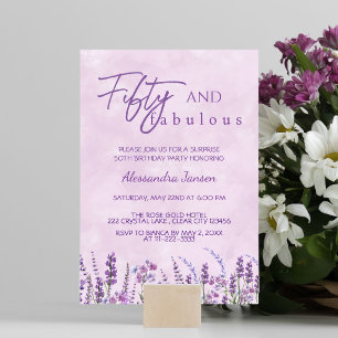 50 & Fabulous Purple Wildflower 50th Birthday Invitation