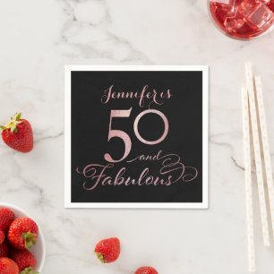 50 Fabulous Rose Gold Birthday Party Napkin