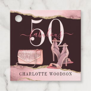 50 Fabulous Rose Gold Glitter Agate Shoes Gift Favour Tags