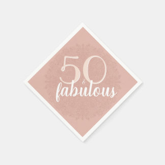 50 & Fabulous Rose Pink Floral 50th Birthday Party Napkin