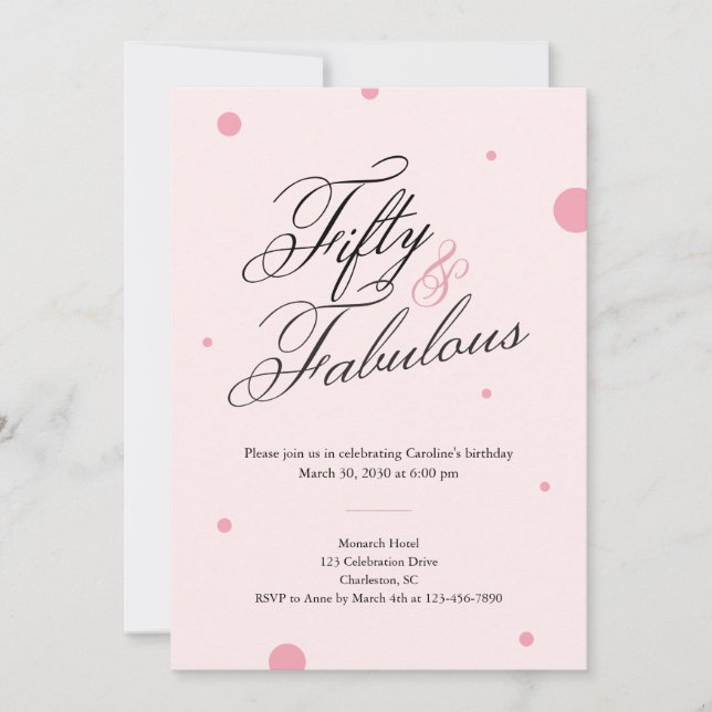 50 & Fabulous Script 50th Birthday Invitation (Front)