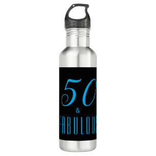 50 & Fabulous Sky Blue Black Birthday  710 Ml Water Bottle