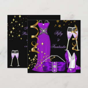 50 Fantastic Purple Dress Black Gold Birthday Invitation