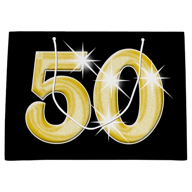 50 Fiftieth Fifty birthday anniversary Large Gift Bag (Front)